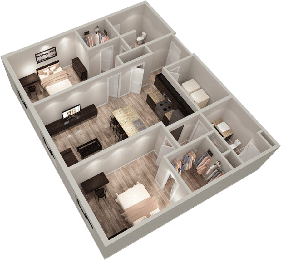 The Griff | Off-Campus Apts near OSU | B | 2 Bed 2 Bath | 1,065 Sq. Ft.