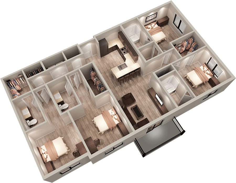 The Griff | Off-Campus Apts near OSU | D1 | 4 Bed 4 Bath | 1,626 Sq. Ft.