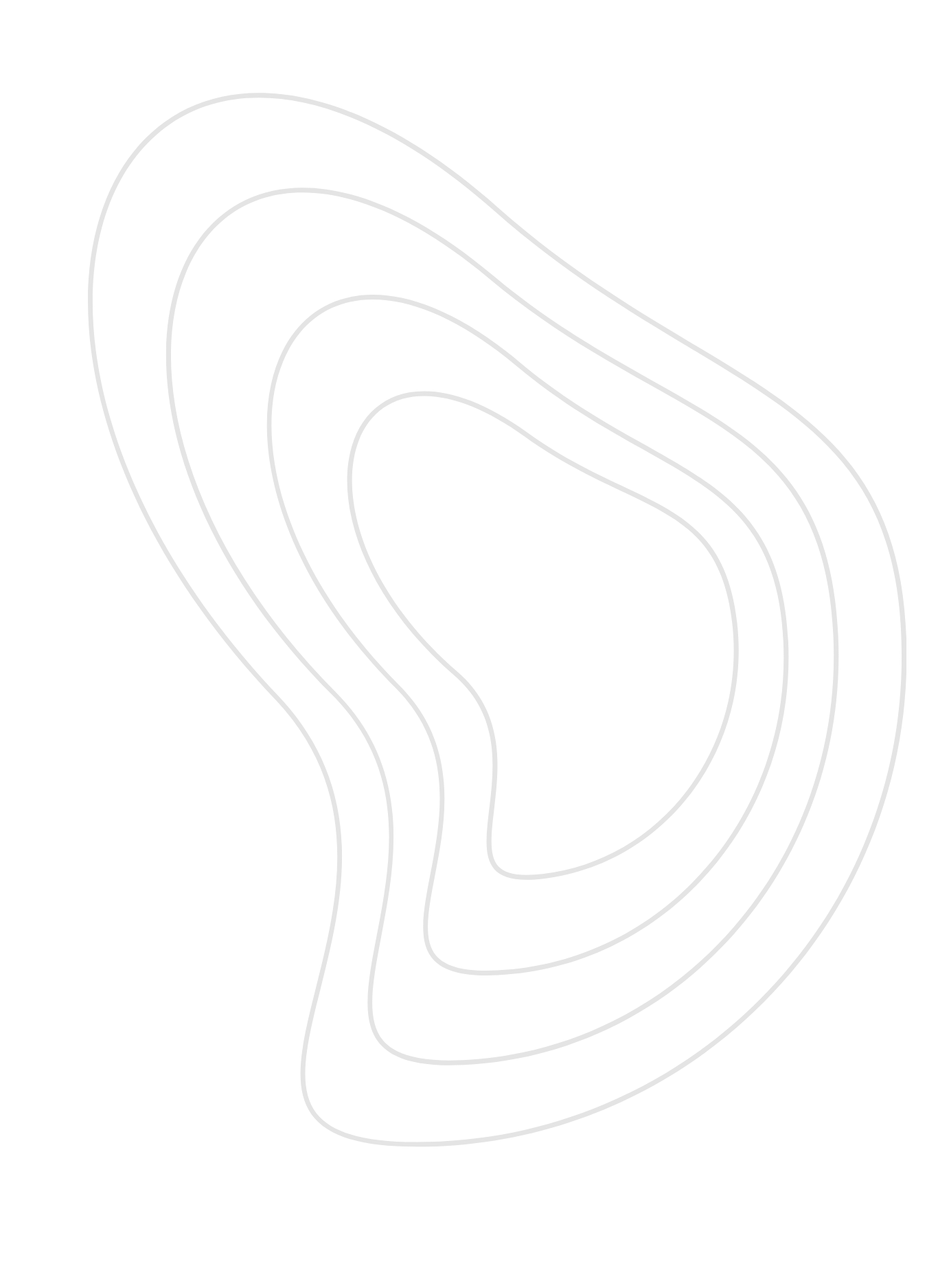 Black background with white contour lines forming an abstract, organic shape.