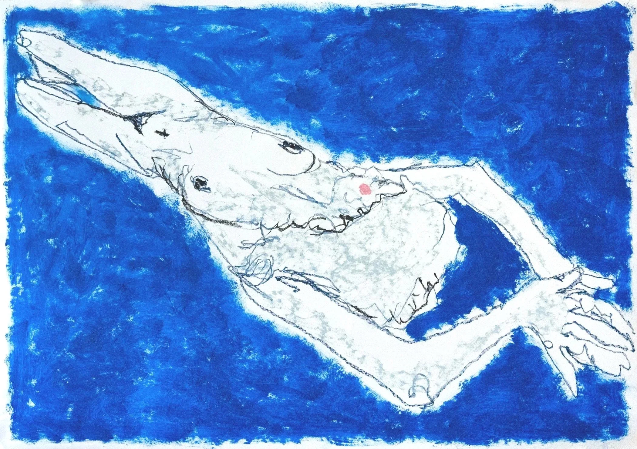 I see blue Oil and oil pastel on heavyweight paper 84 × 59 cm, 2026
