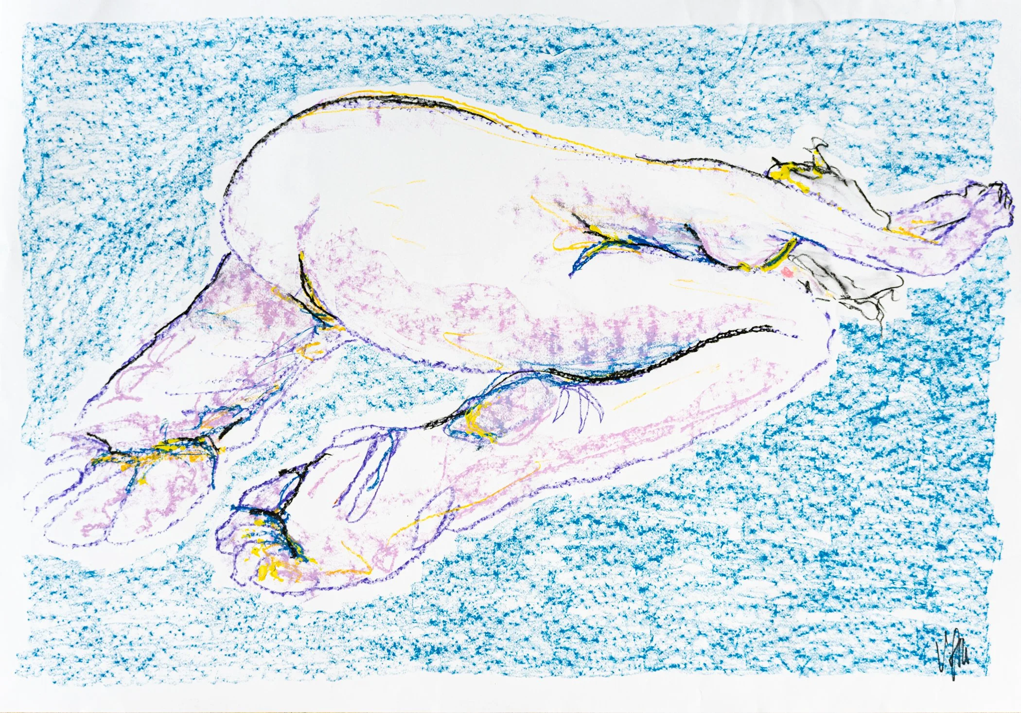 Bigfoots Oil pastel & acryl on heavyweight paper 84 × 59 cm, 2026