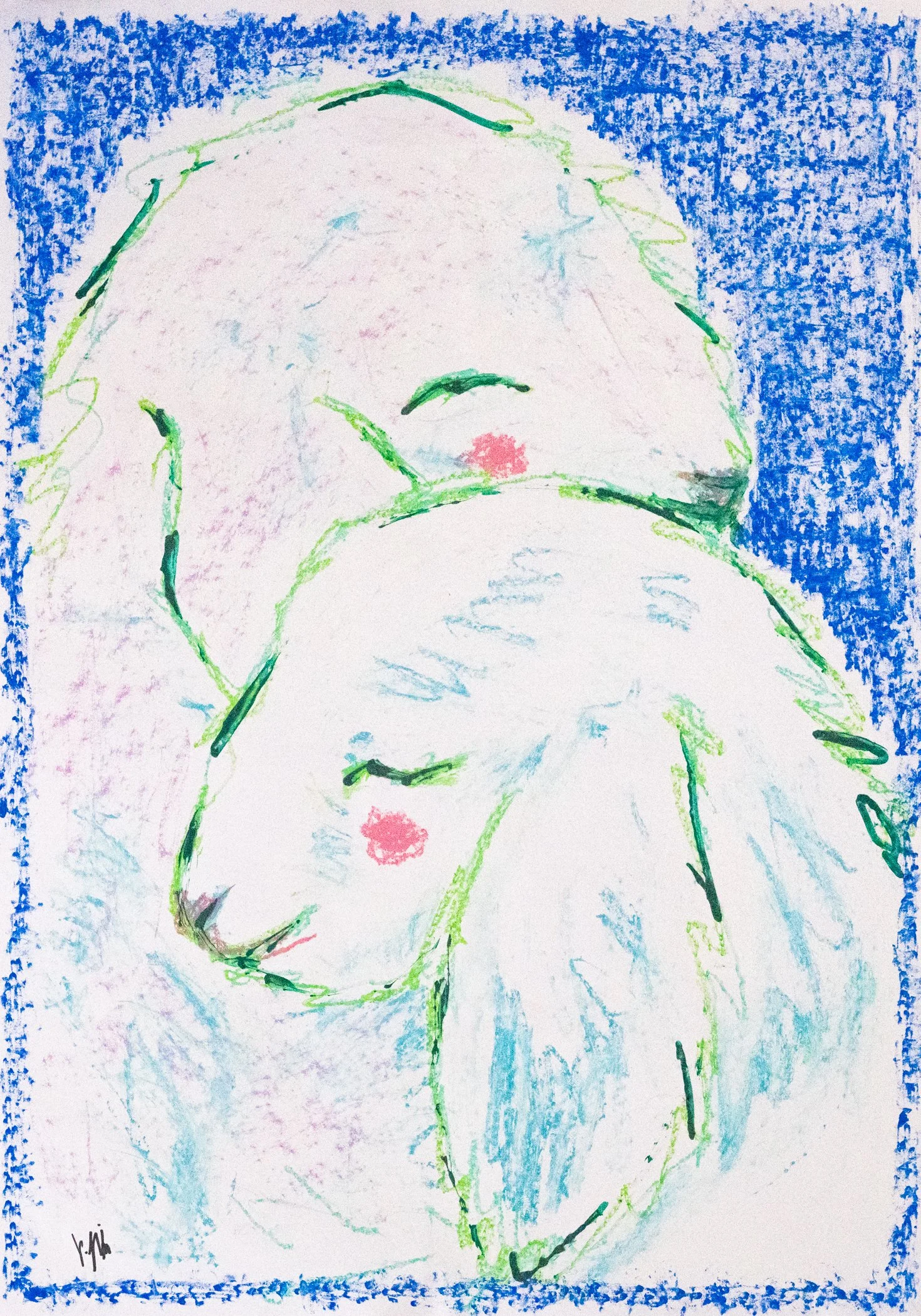 Lämmchen
Oil pastel and acryl on heavyweight paper
84 × 59 cm, 2026