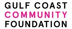 Logo of Gulf Coast Community Foundation with black and pink text