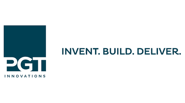 PGT Innovations logo with the slogan 'Invent. Build. Deliver.'