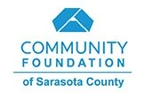 Logo for the Community Foundation of Sarasota County, featuring a stylized blue mountain or wave symbol above the organization name.