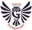 Gocio Elementary School logo featuring an owl with spread wings and the school name.