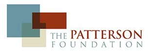 Logo of the Patterson Foundation consisting of overlapping squares in shades of teal, blue, and brown, with the text 'The Patterson Foundation' next to it.