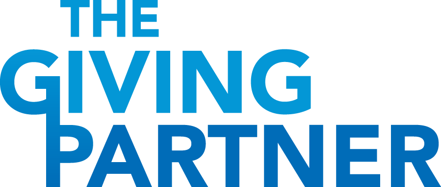 Blue text reads 'The Giving Partner' on a black background.
