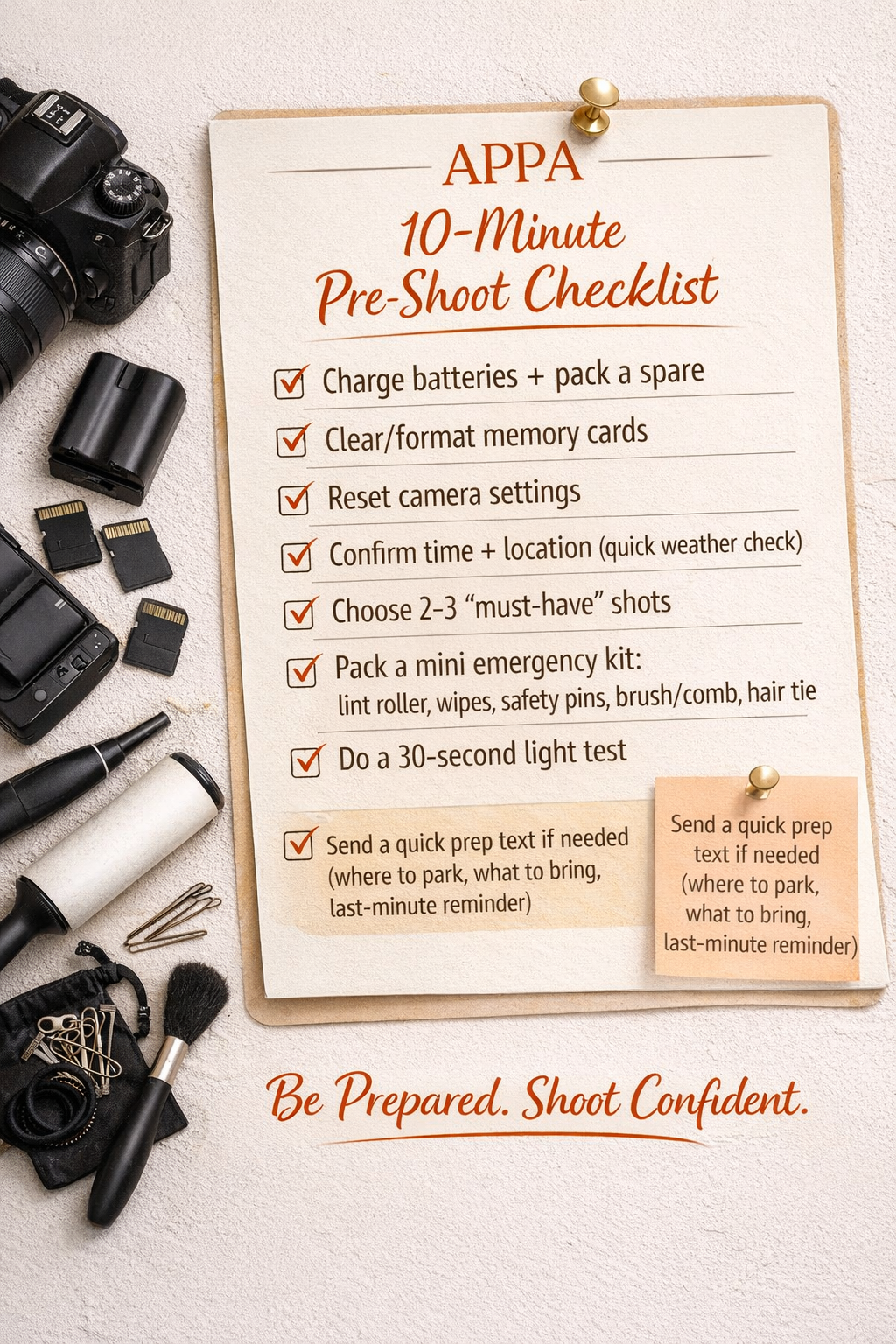 The 10-Minute Pre-Shoot Checklist That Saves Every Session