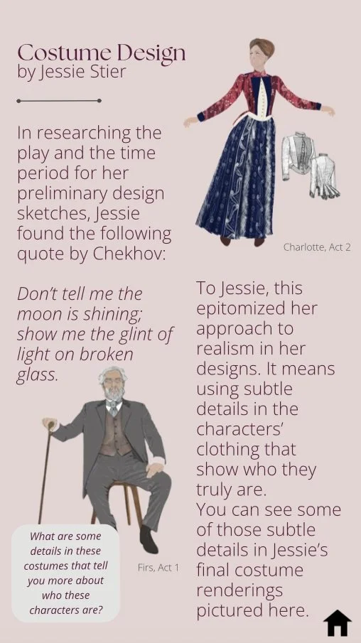 4th Wall Dramaturgy, BYU Theatre Winter 2024, The Cherry Orchard, Costume Design by Jessica Stier