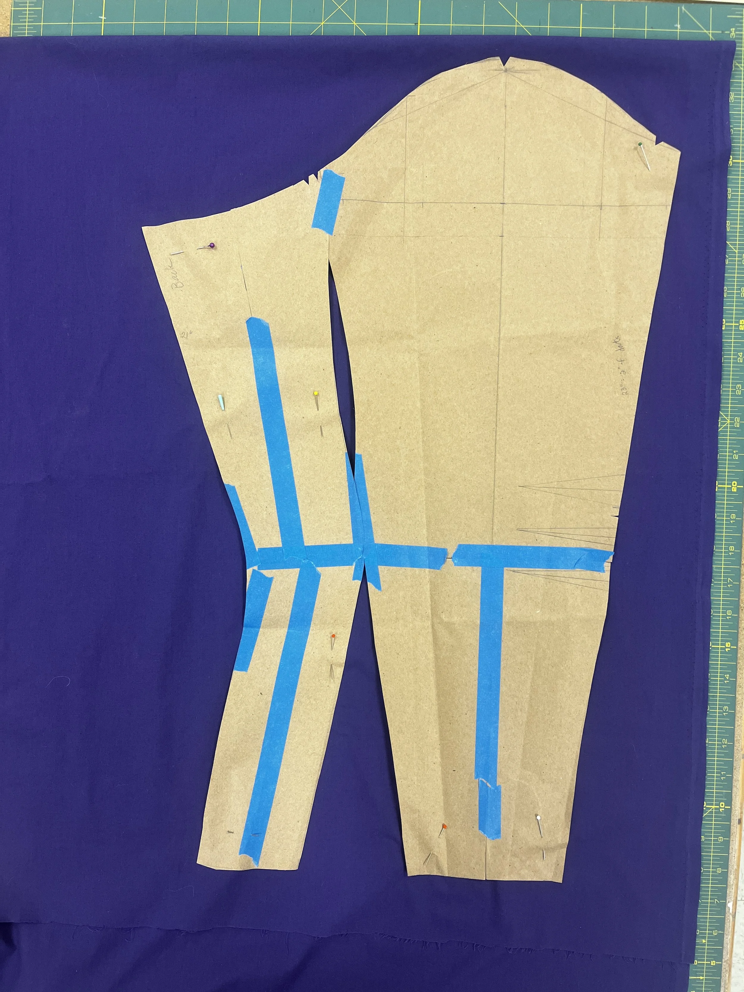 Sleeve patterned using the 1880s method of using darts instead of two pattern pieces