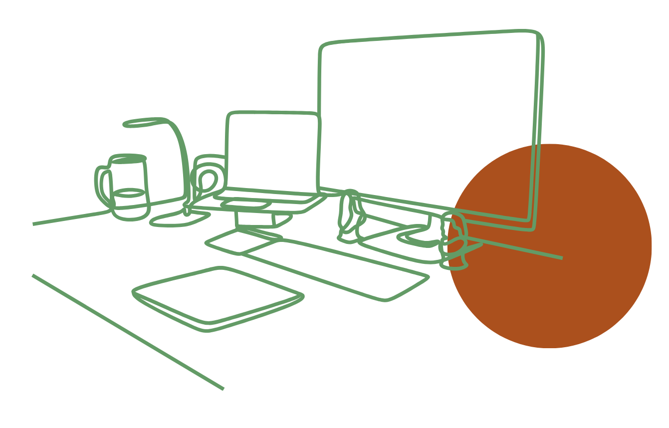 Customer service agency worker's desk set up