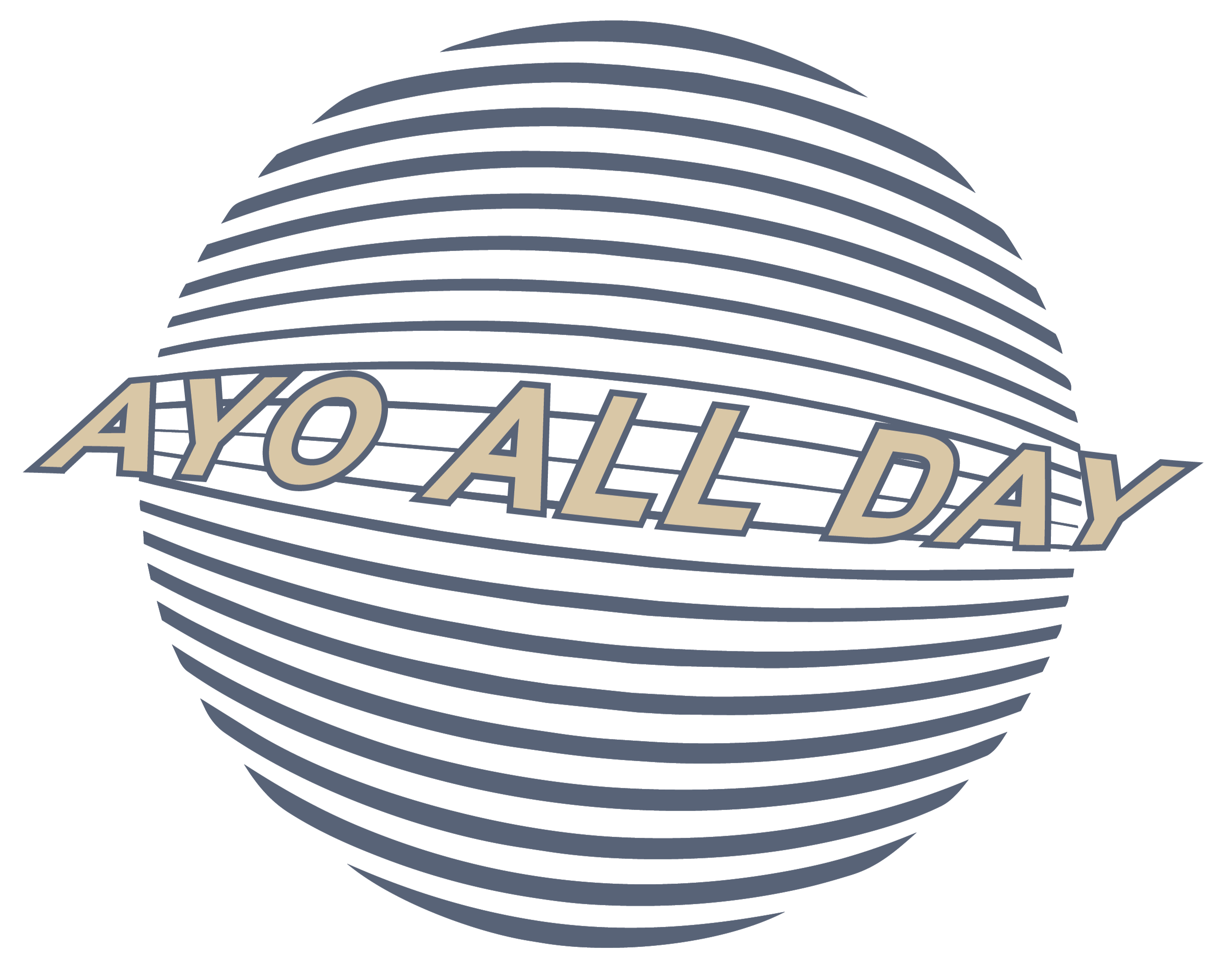 A stylized logo with a black background, featuring an abstract, spherical shape made of horizontal lines that form a gradient from dark to light gray. The words 'Ayo Adel' are written in large, bold, light-colored letters across the lower part of the sphere.