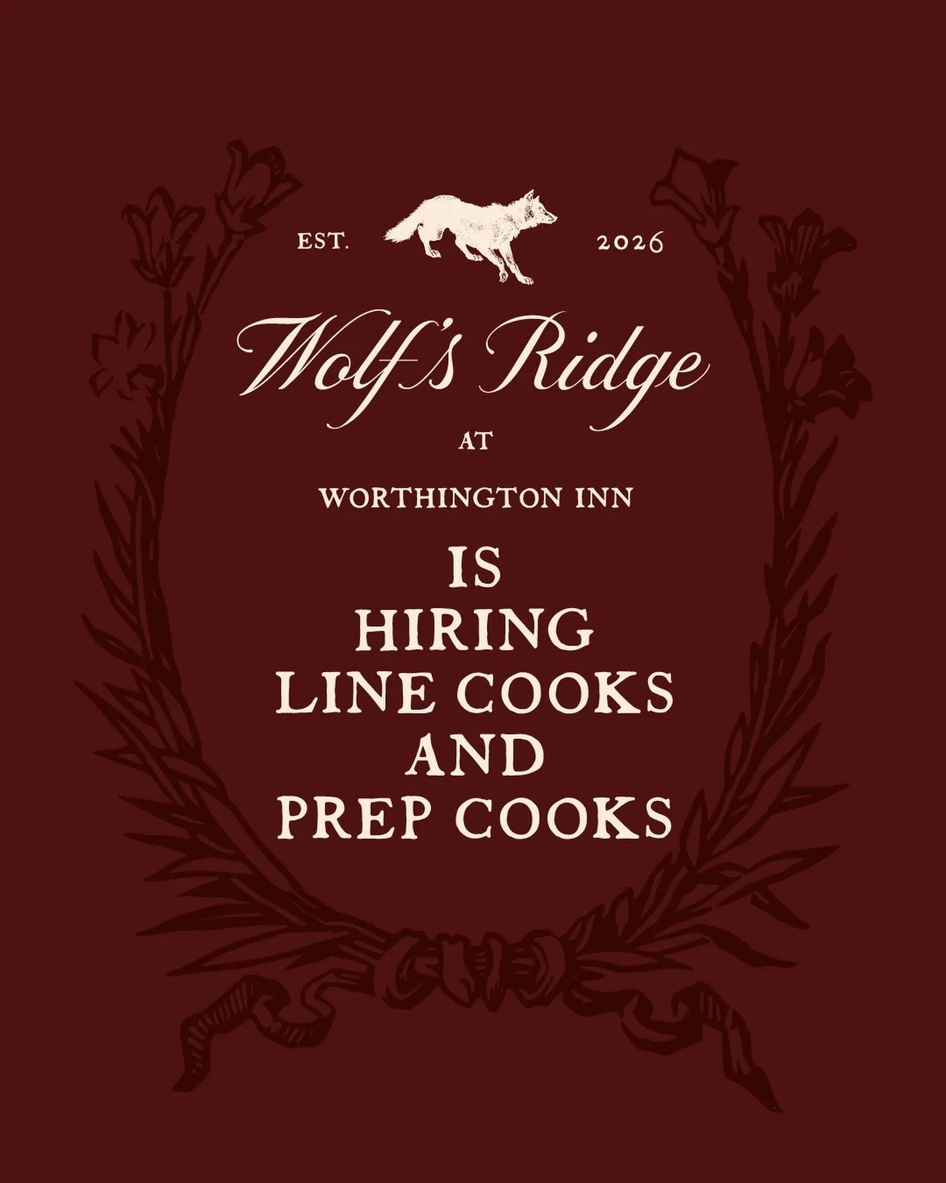 We&rsquo;re so excited to open in ONE WEEK and we&rsquo;re still looking for some enthusiastic line and prep cooks to join our team.

If this sounds like something you (or someone you know) would be interested in, send your resume to info@wolfsridgeb