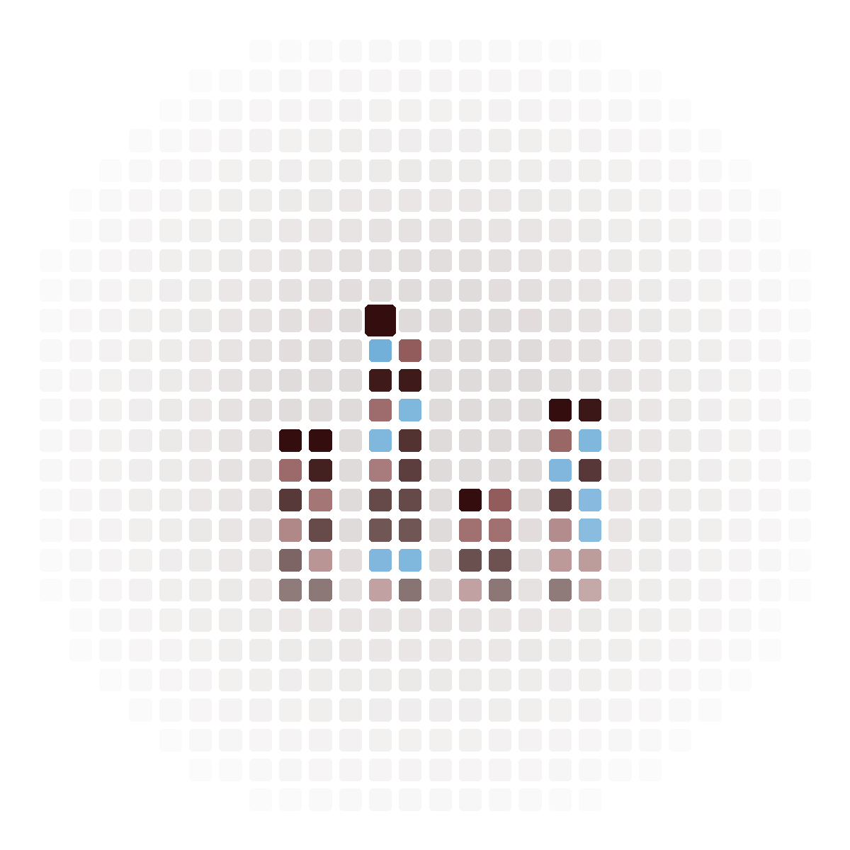 Abstract pixel motif of comparing columns, symbol of the Diagnosis service