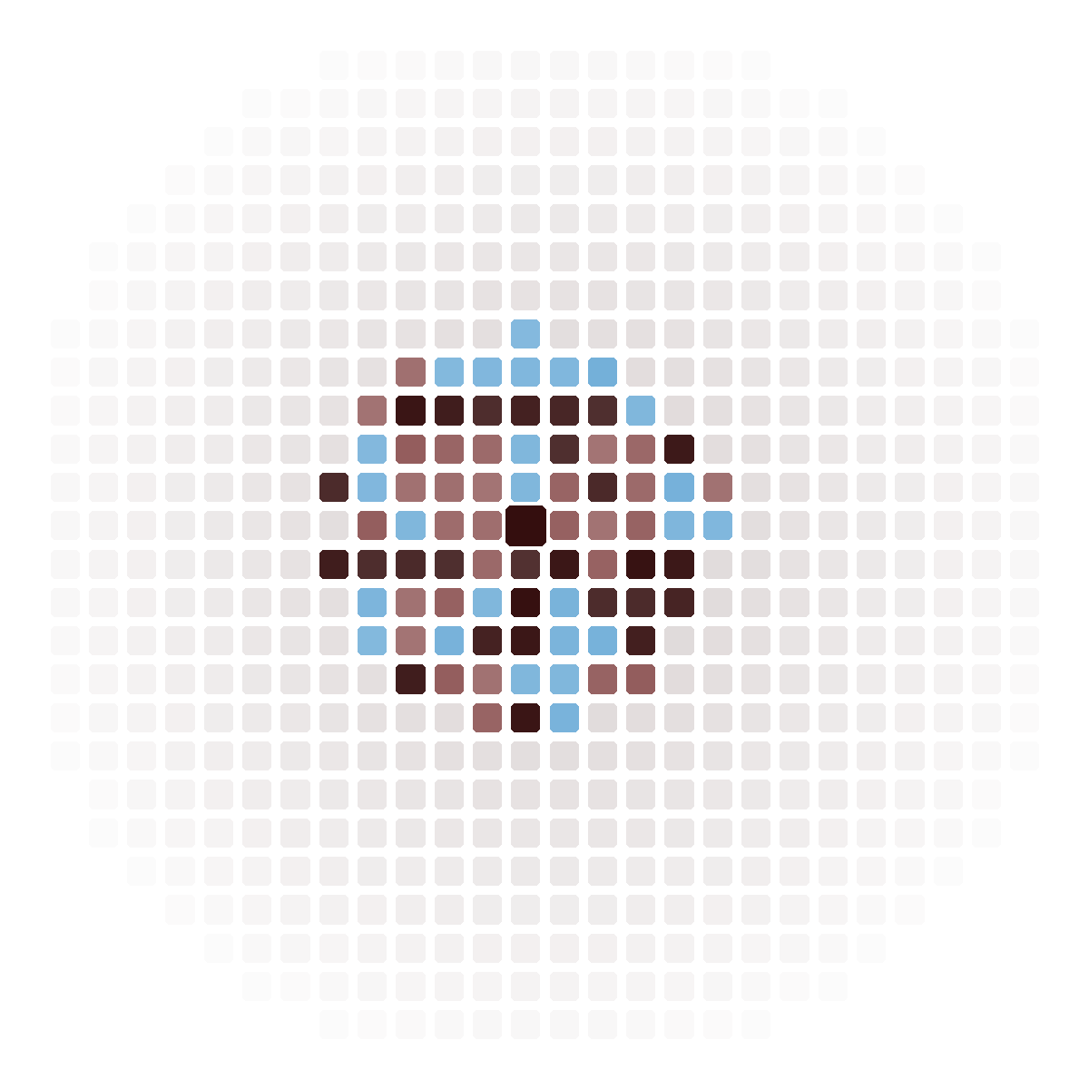 Abstract pixel motif of a dense forming cluster, symbol of the Concept service