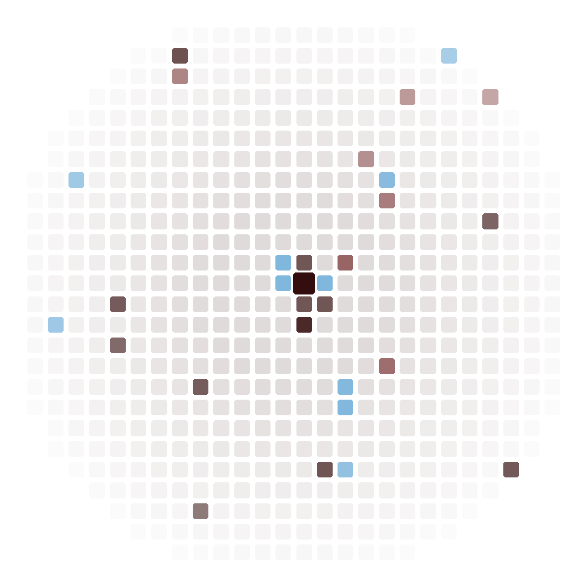 Abstract pixel motif of scattered dots, symbol of the Discovery service
