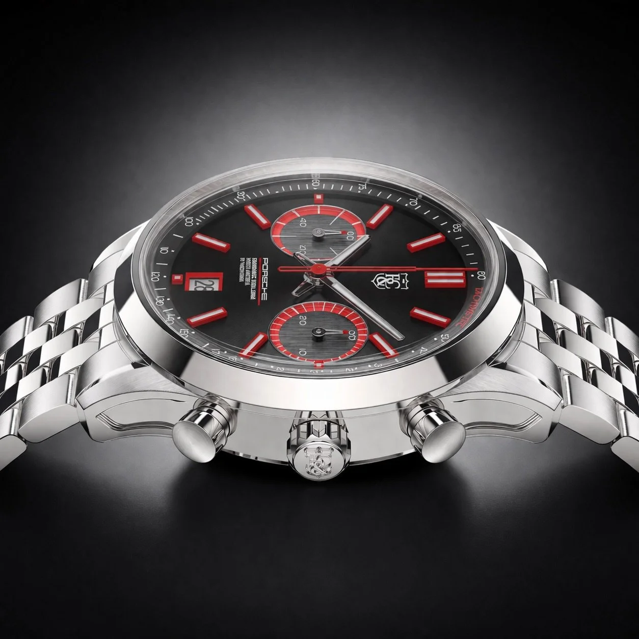 Look a little closer.

The lugs&hellip; that cut, that flow, 
feels familiar, doesn&rsquo;t it?

Nothing here happened by accident.

The Championship Timepiece.
Bicomplex chronograph in brushed steel.
Built from the paddock, cleaned up for everywhere