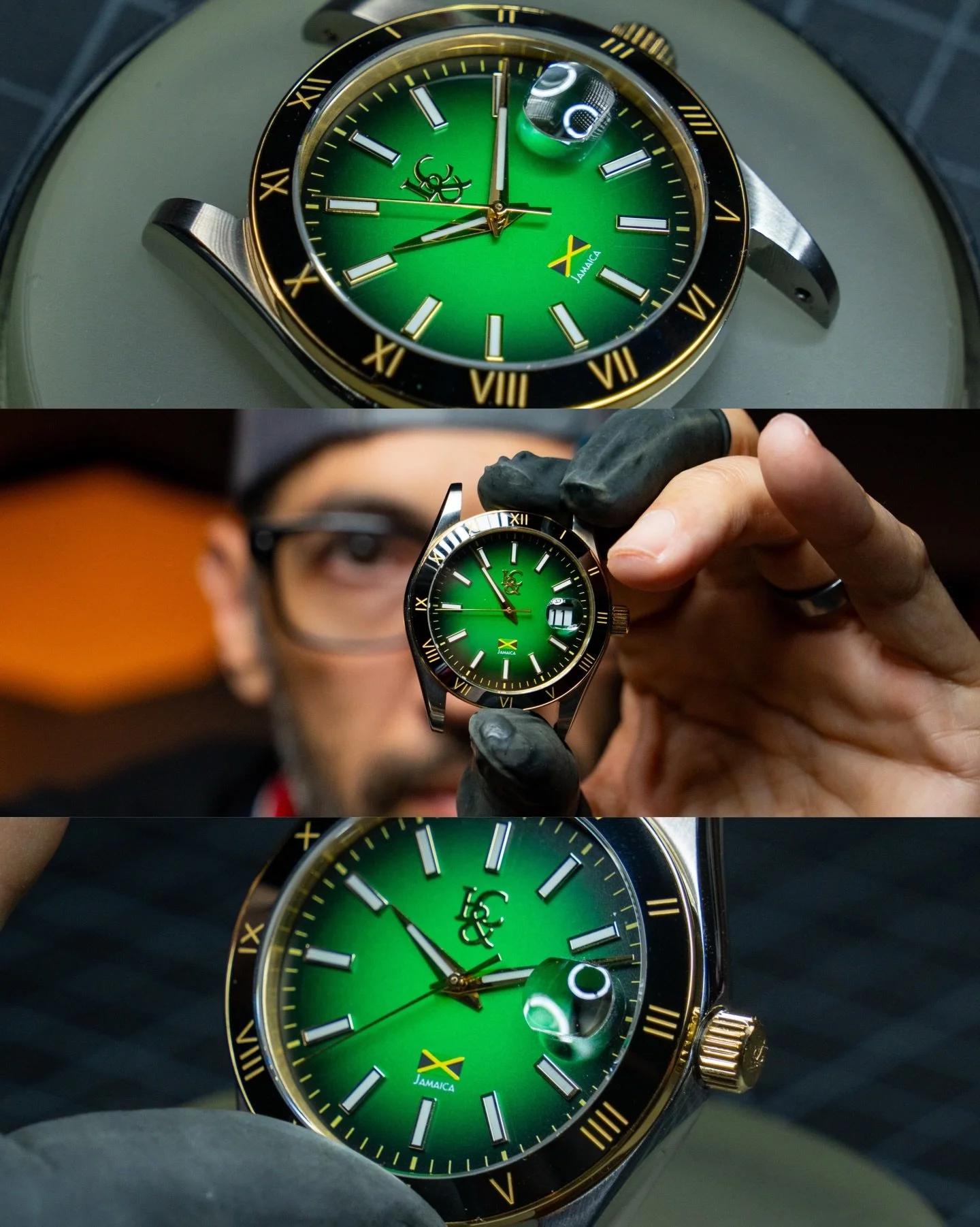 Yeah&hellip; this one came out stupid good. 🇯🇲🔥

Custom Swiss build for Jamaica.
Emerald sunburst dial, gold accents, black Roman bezel&hellip; proper spec.

No fake heritage. No fluff.
Just a clean build with the right attitude.

And trust me, th
