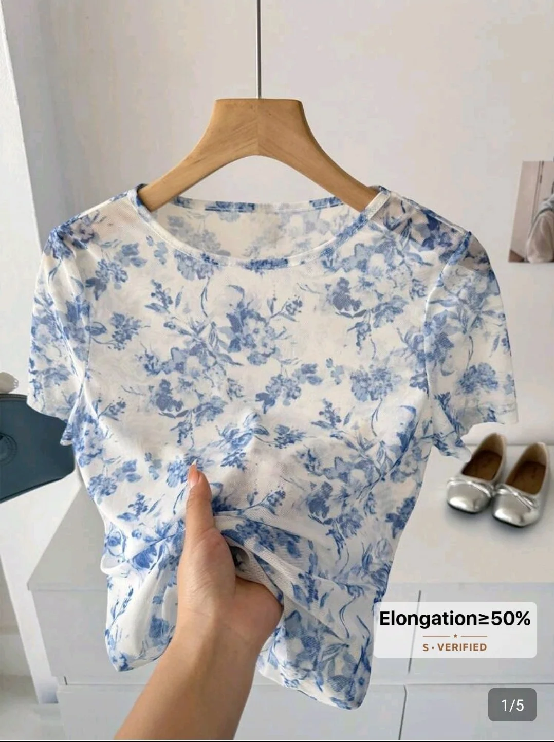 Blue Floral Sheer Shirt