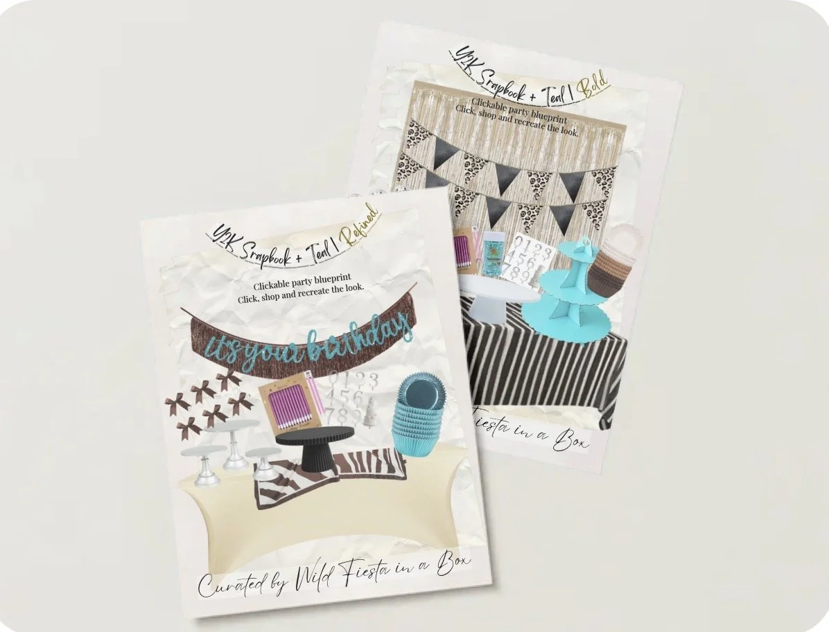 Y2K Scrapbook + Teal – Digital Party Blueprint