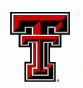 Texas Tech University logo with a large red and black 'T' and double T design.