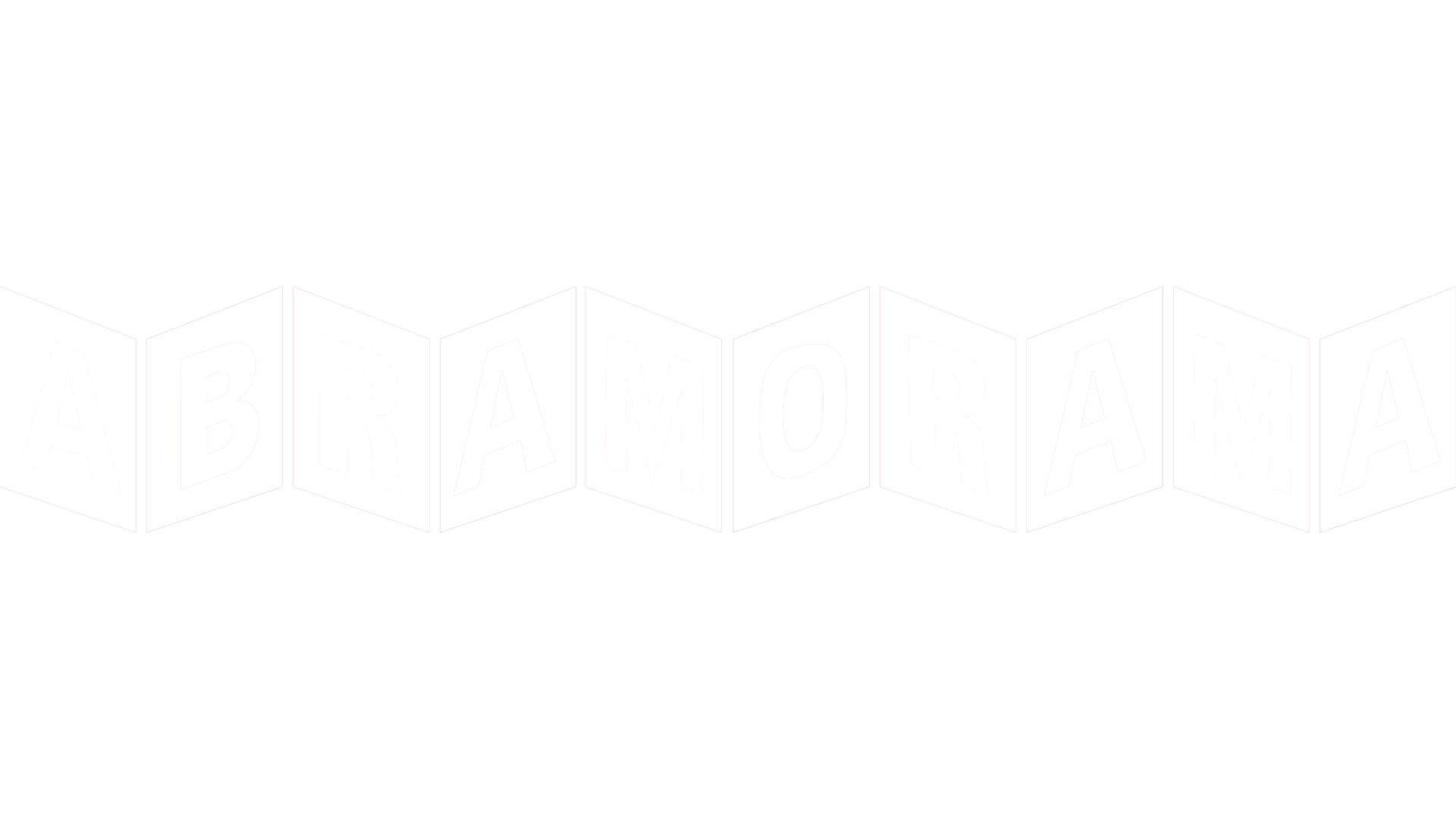 A black and white graphic with the words 'A BRAMORAMA' spelled out in block letters on a series of connected, folding panels.