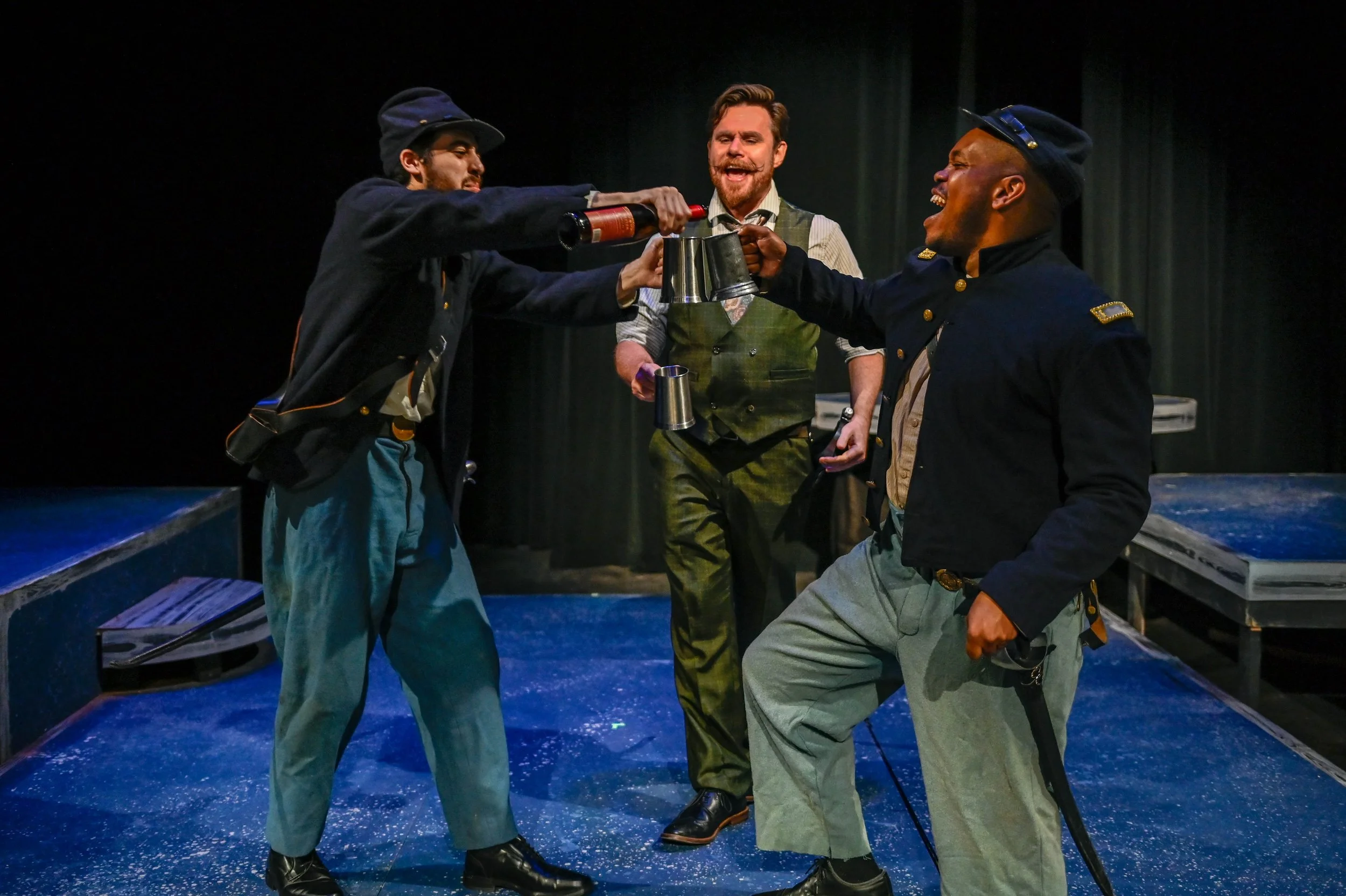Karam Alkhatib, Lewis Ironside, and Ibrahim Buyckes perform in Othello