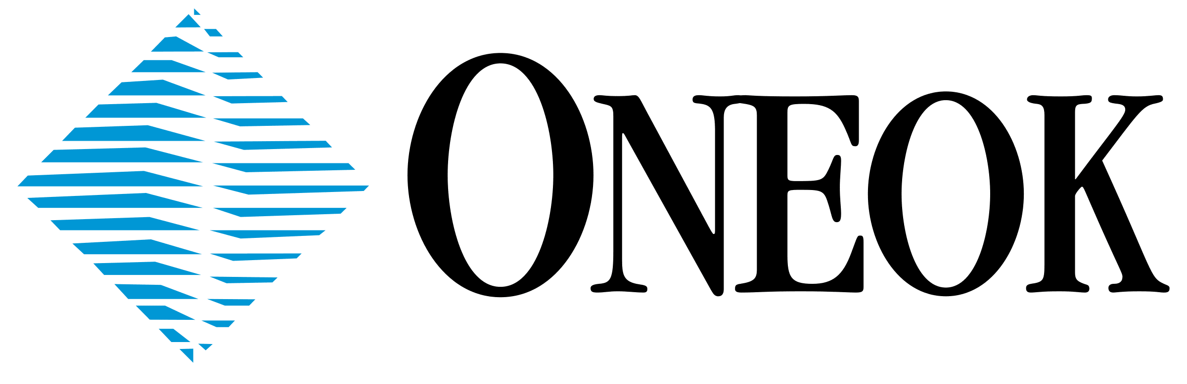 Logo for ONEOK with a blue diamond shape.