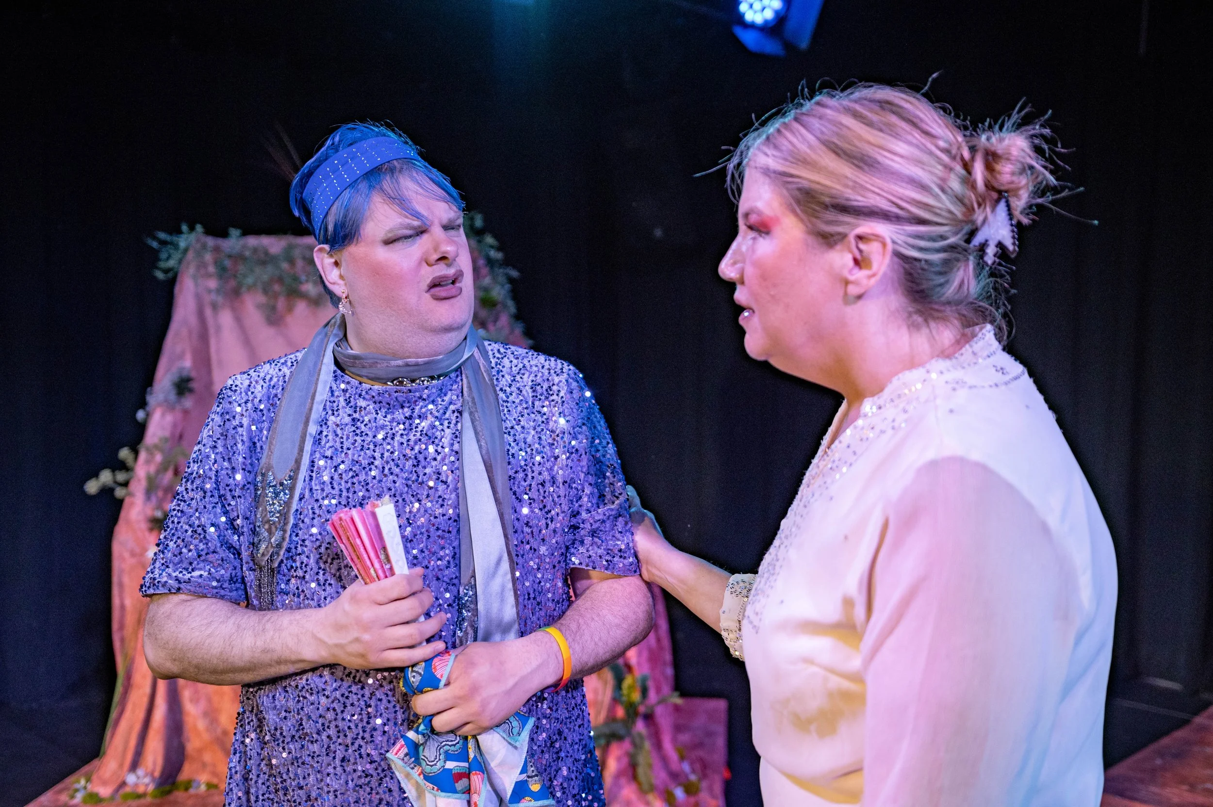 J Tomlinson as Miranda and Jenny Guy as Prospero