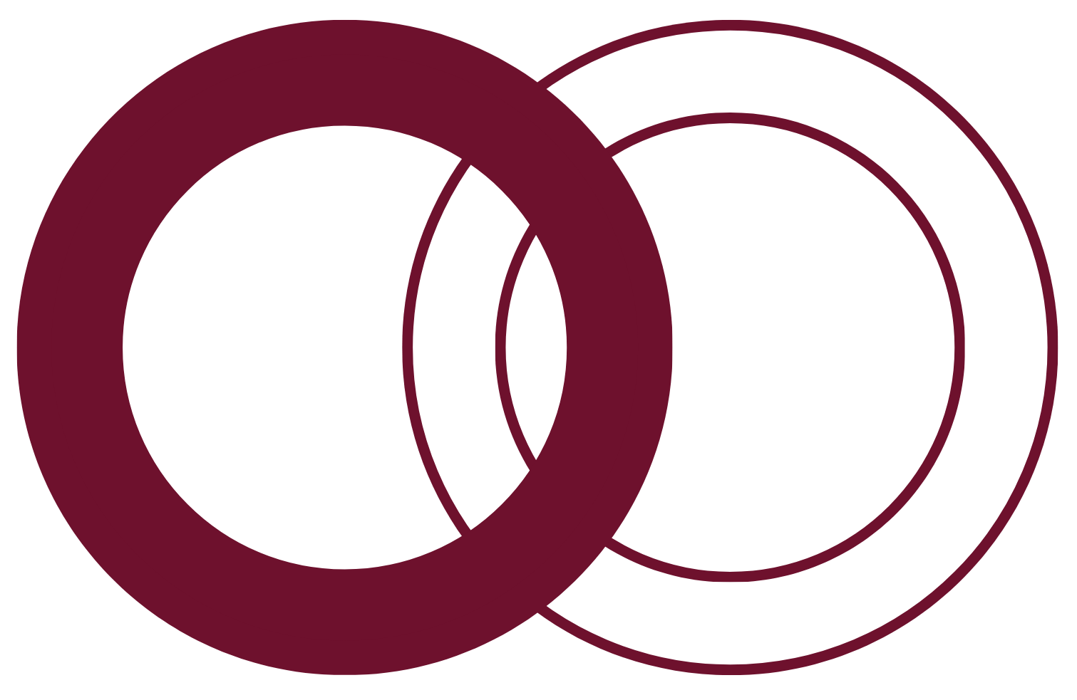 overlapping maroon  circles