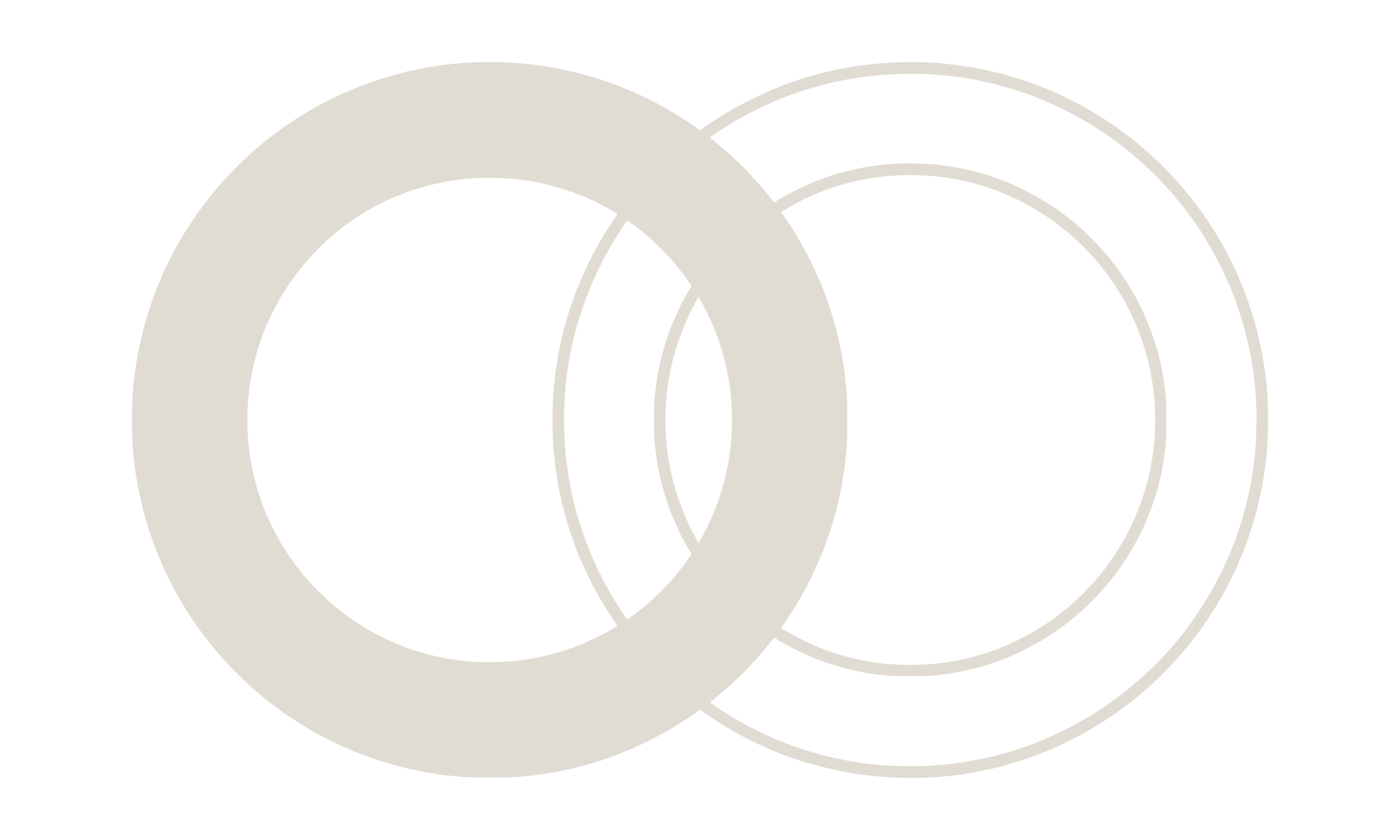 Overlapping beige and black circles forming a modern, abstract design.
