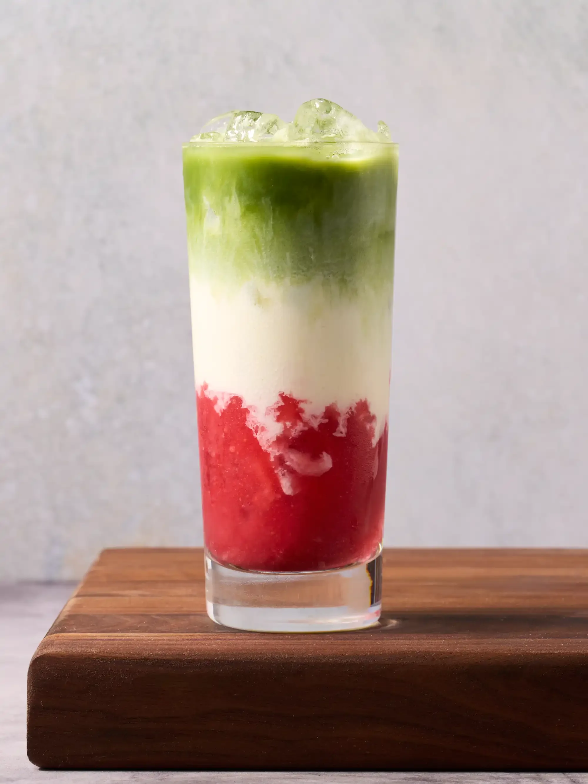 Iced Matcha Latte w/ Raspberry Syrup by drink photographer Paul Bartholomew & styled by Emma Bartholomew. Based in the Bucks County, PA, Philadelphia & New Jersey region.