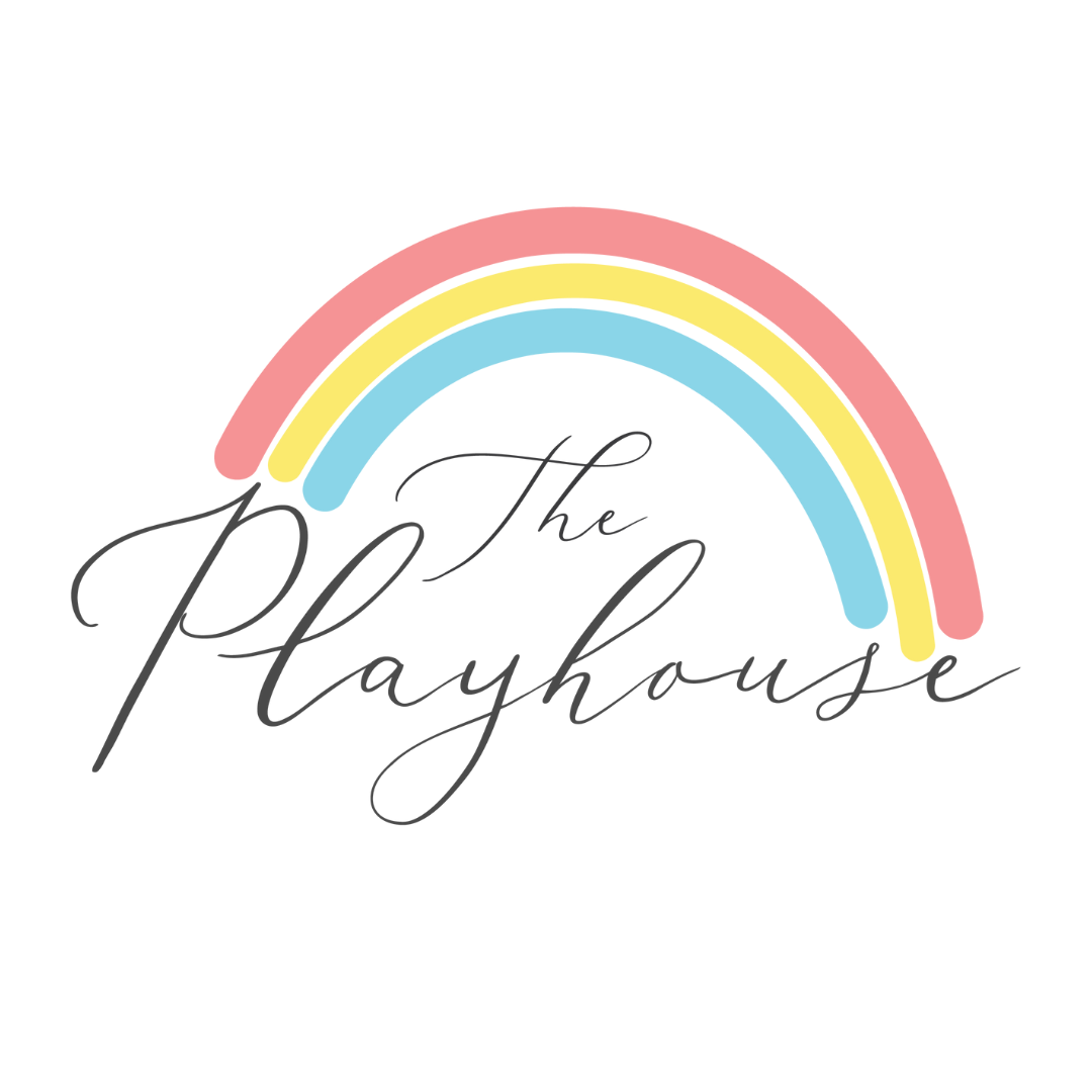 Logo of The Playhouse with a pastel rainbow above the text.
