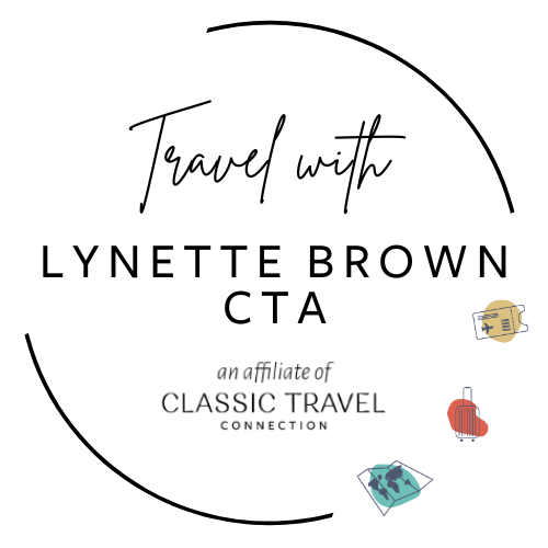 A black background with travel-themed icons around a white box that says 'an affiliate of Classic Travel Connection'