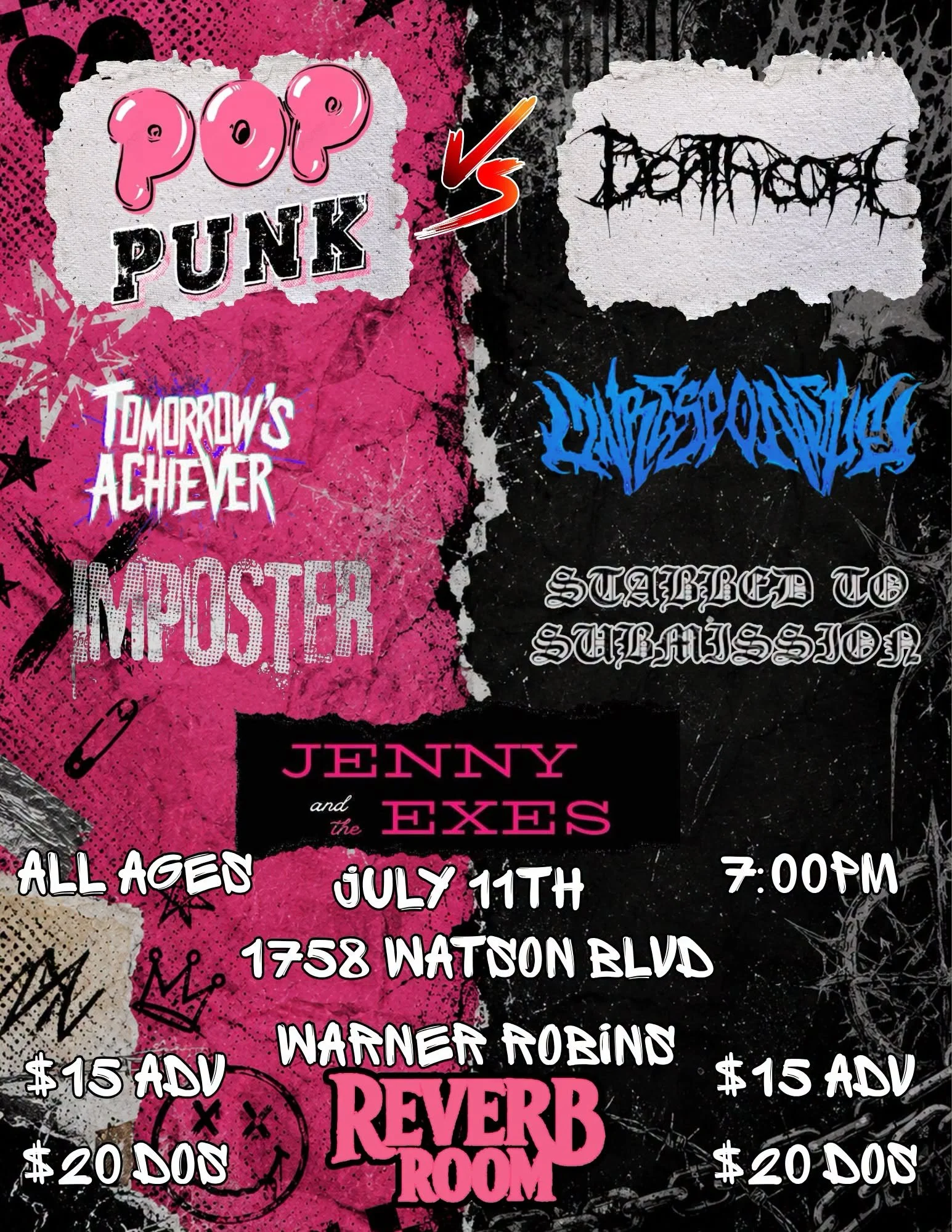 @The Reverb Room w/Jenny &amp; The Exes, Tomorrow's Achiever, Unresponsive, Stabbed Into Submission