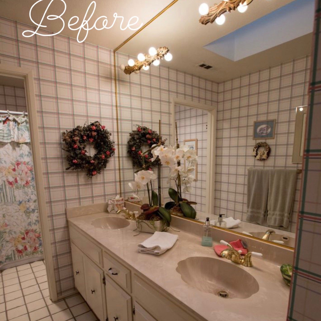 Proof that no bathroom is too far gone! 🛠️✨

We took this space from dated plaid and gold Hollywood lights to a sleek, modern sanctuary. Swipe to see where we started! The new setup features a massive walk-in rainfall shower, integrated LED lighting