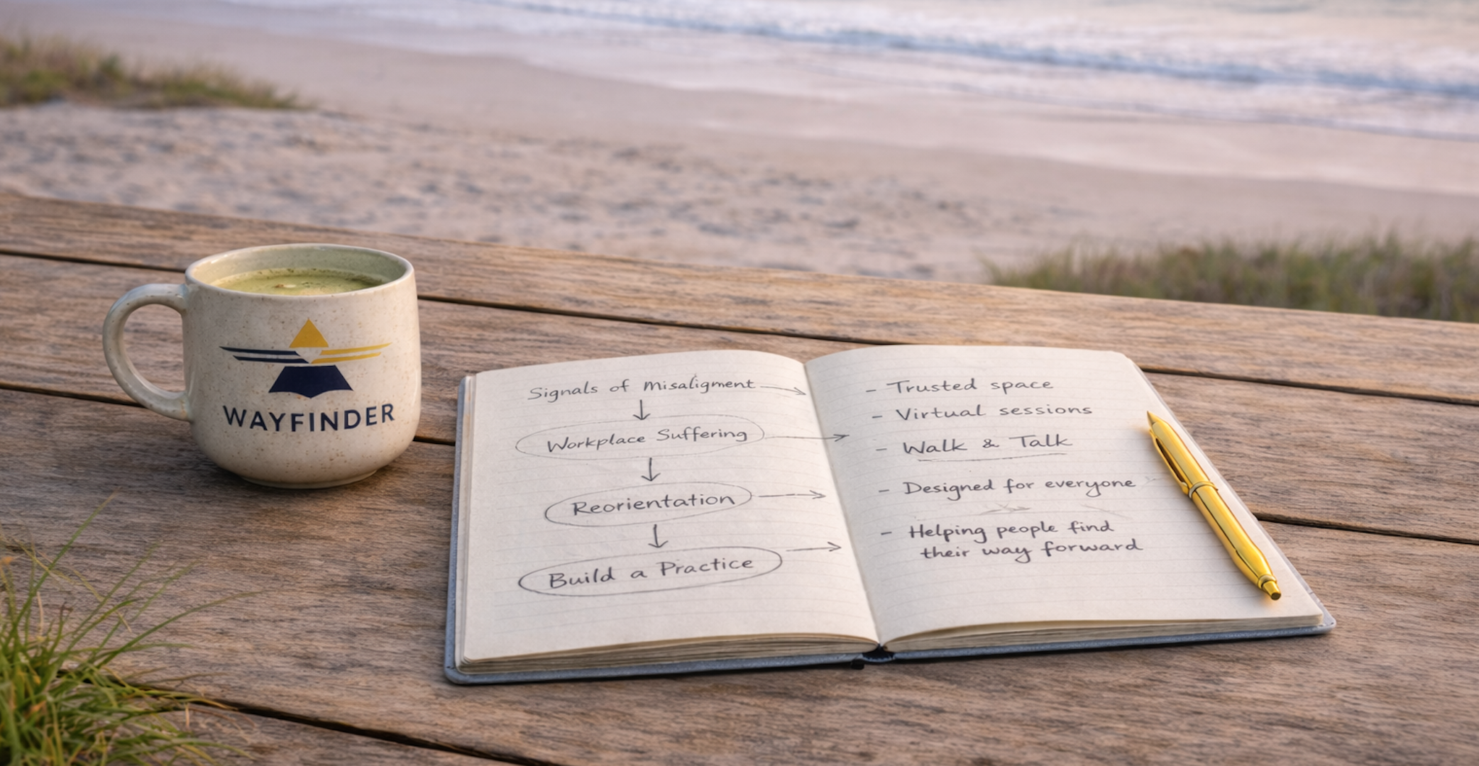 Cape May coastal New Jersey setting for Wayfinder Virtual Walk and Talk sessions focused on burnout and work stress