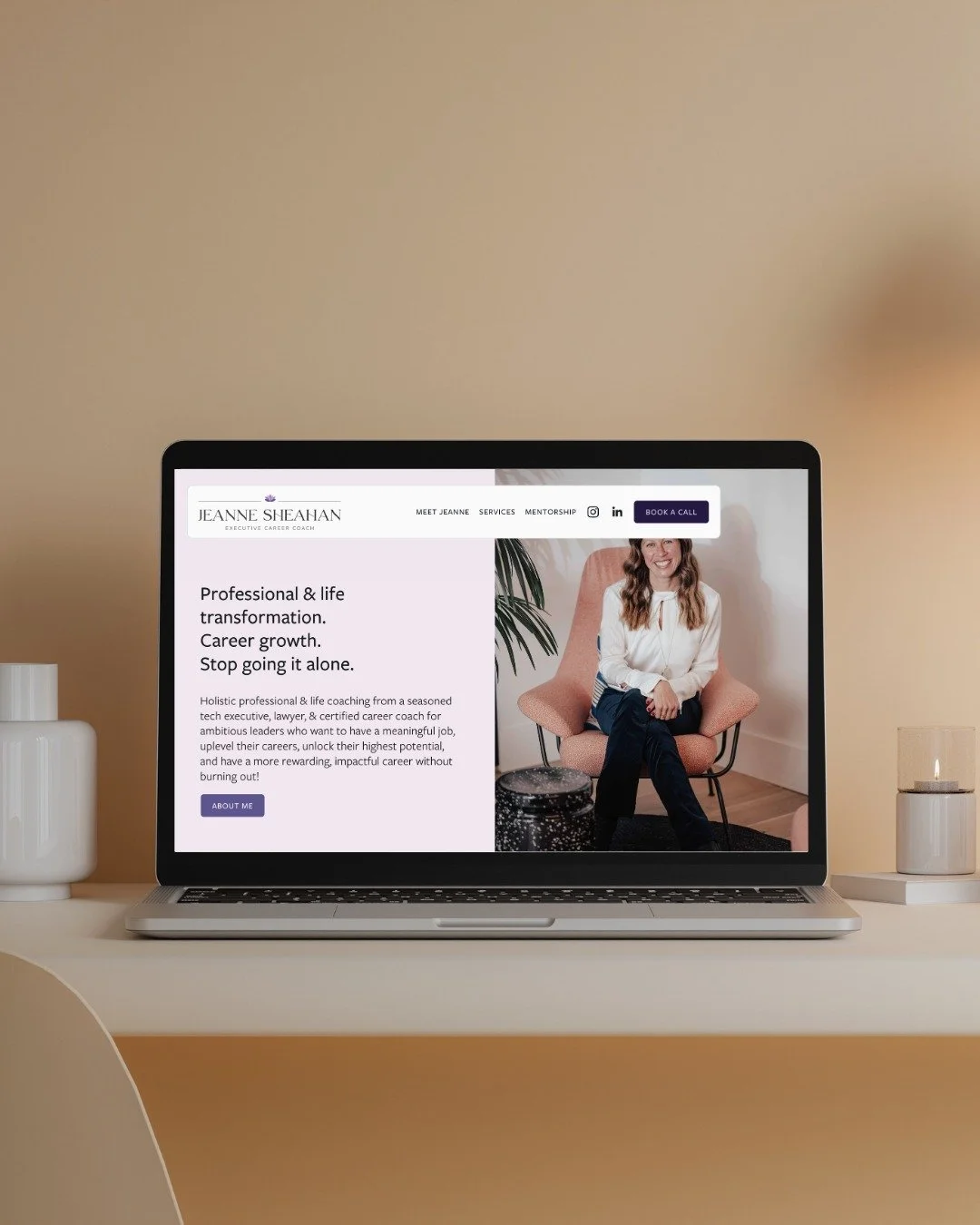 She had 20+ years of experience.
Legal. Tech. Leadership. Executive coaching.

But instead of coaching clients?

She was teaching herself web design.

That's not what she signed up for.

Jeanne said it best:

*"I wanted to get back to focusing o