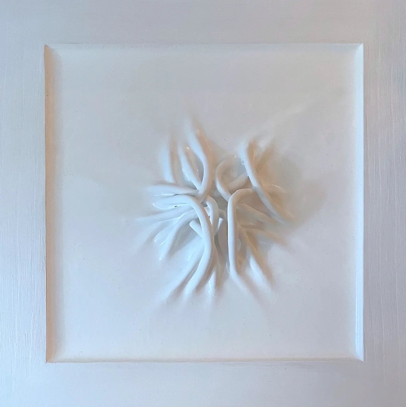 Pool, 2026. Clay and gesso pour on woodboard.