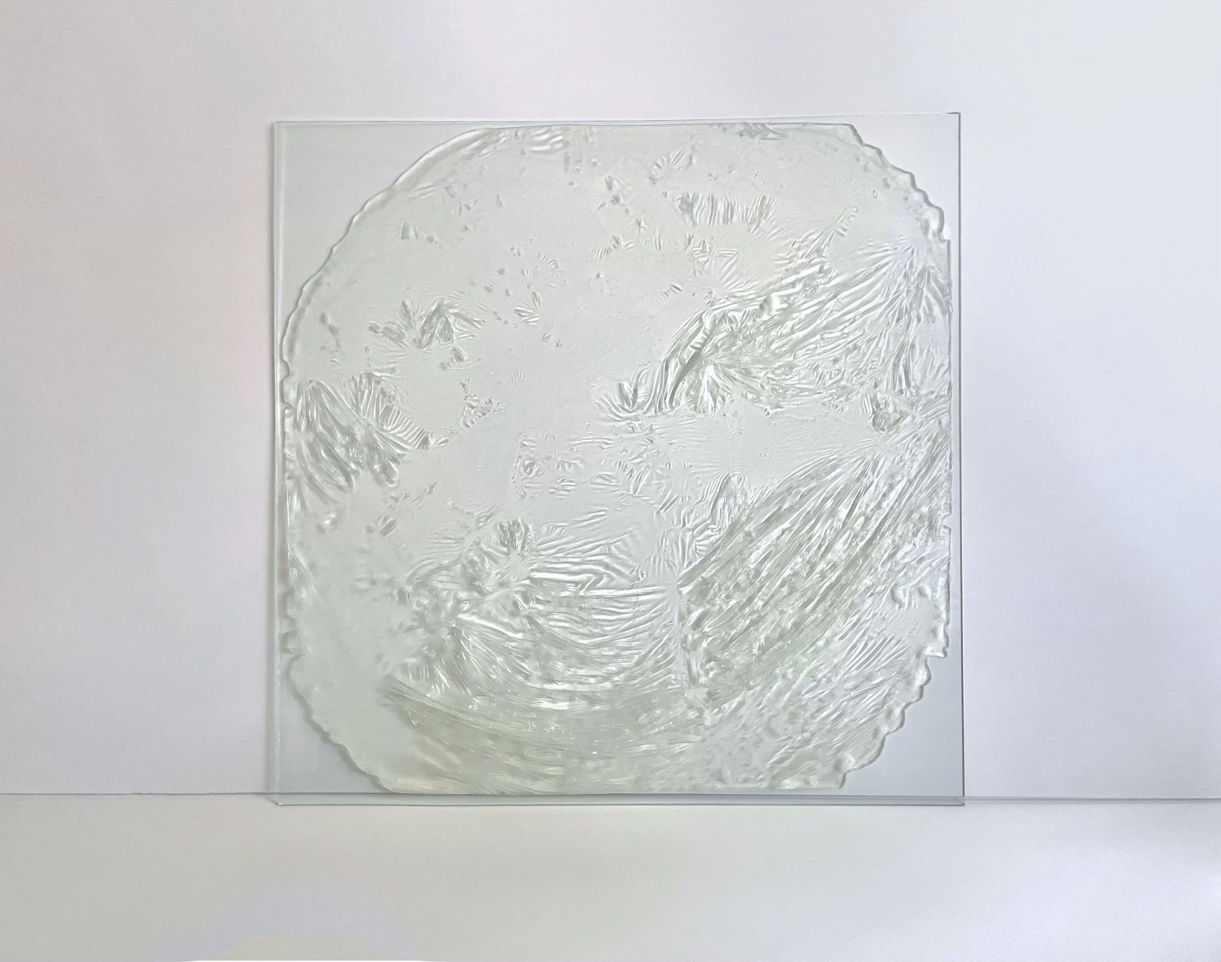 Relief Map, 2026. Glycerin soap on glass. 3' x 3'