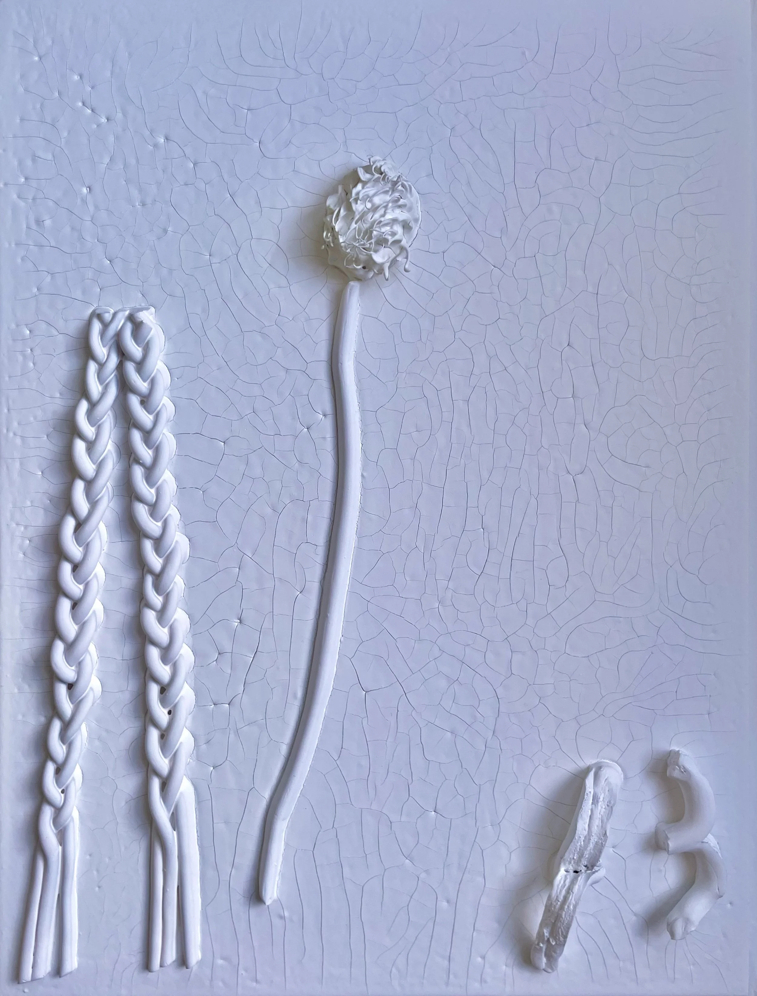 Thirteen, 2024. Poly clay and gesso pour on artboard.