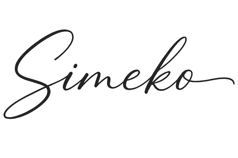 A black and white logo with the word 'Simeko' written in elegant cursive script.