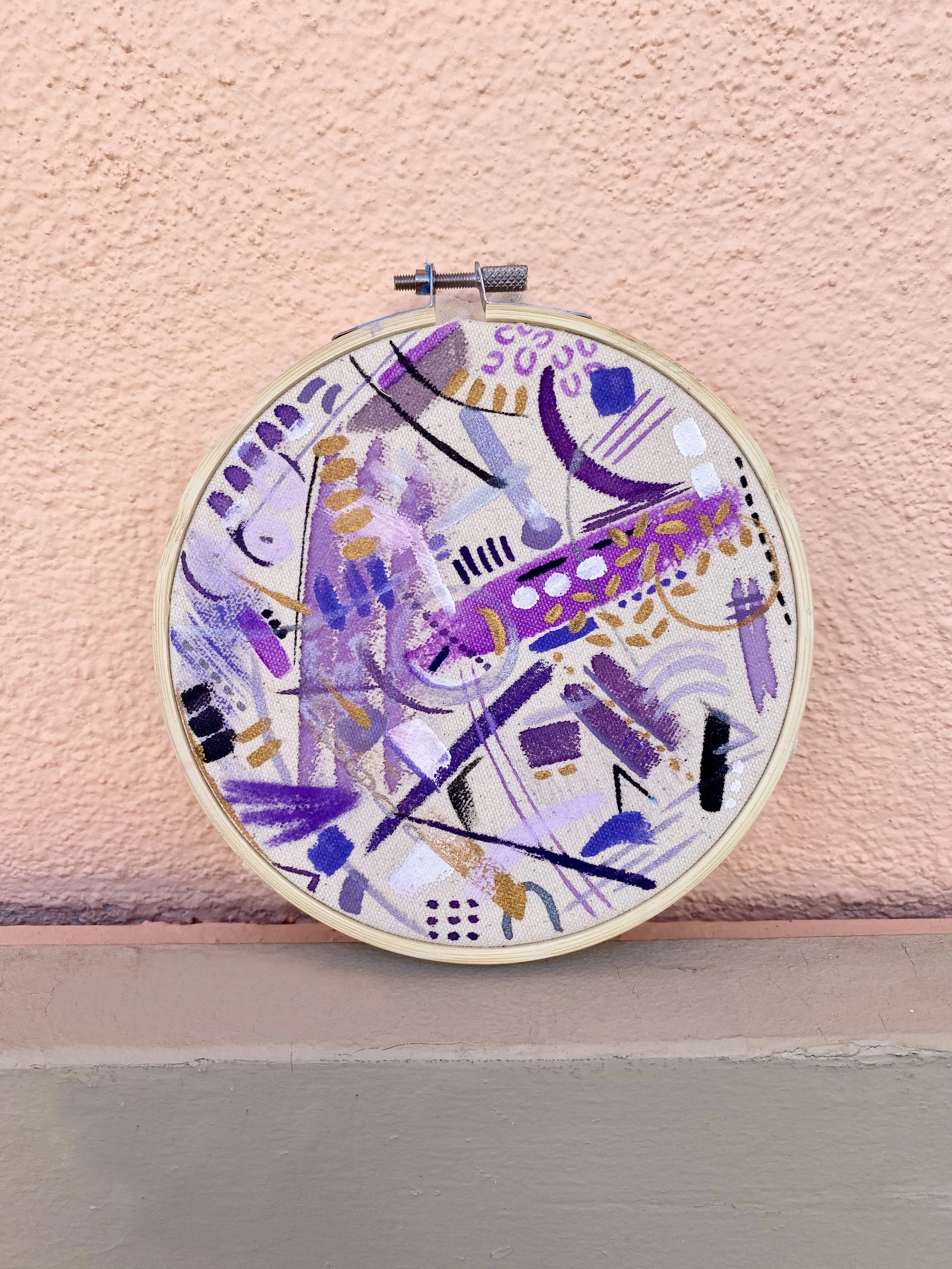 settle in - 6" Watercolor, Paste, Acrylic - SOLD