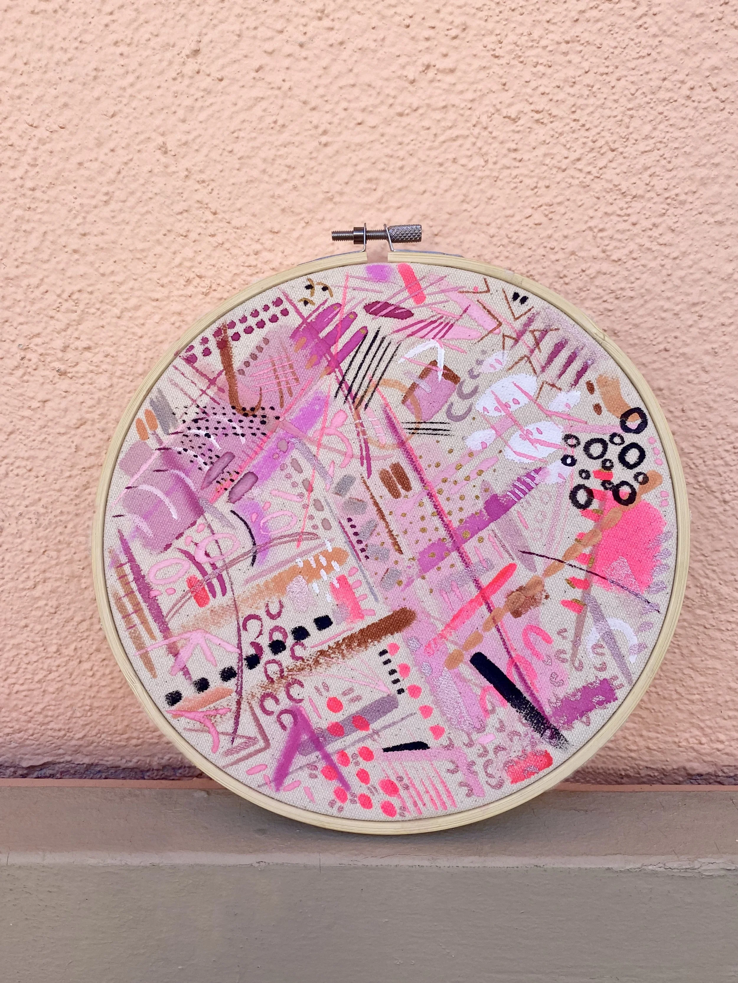 picnics & martinis - 8" Watercolor, Paste, Acrylic - SOLD