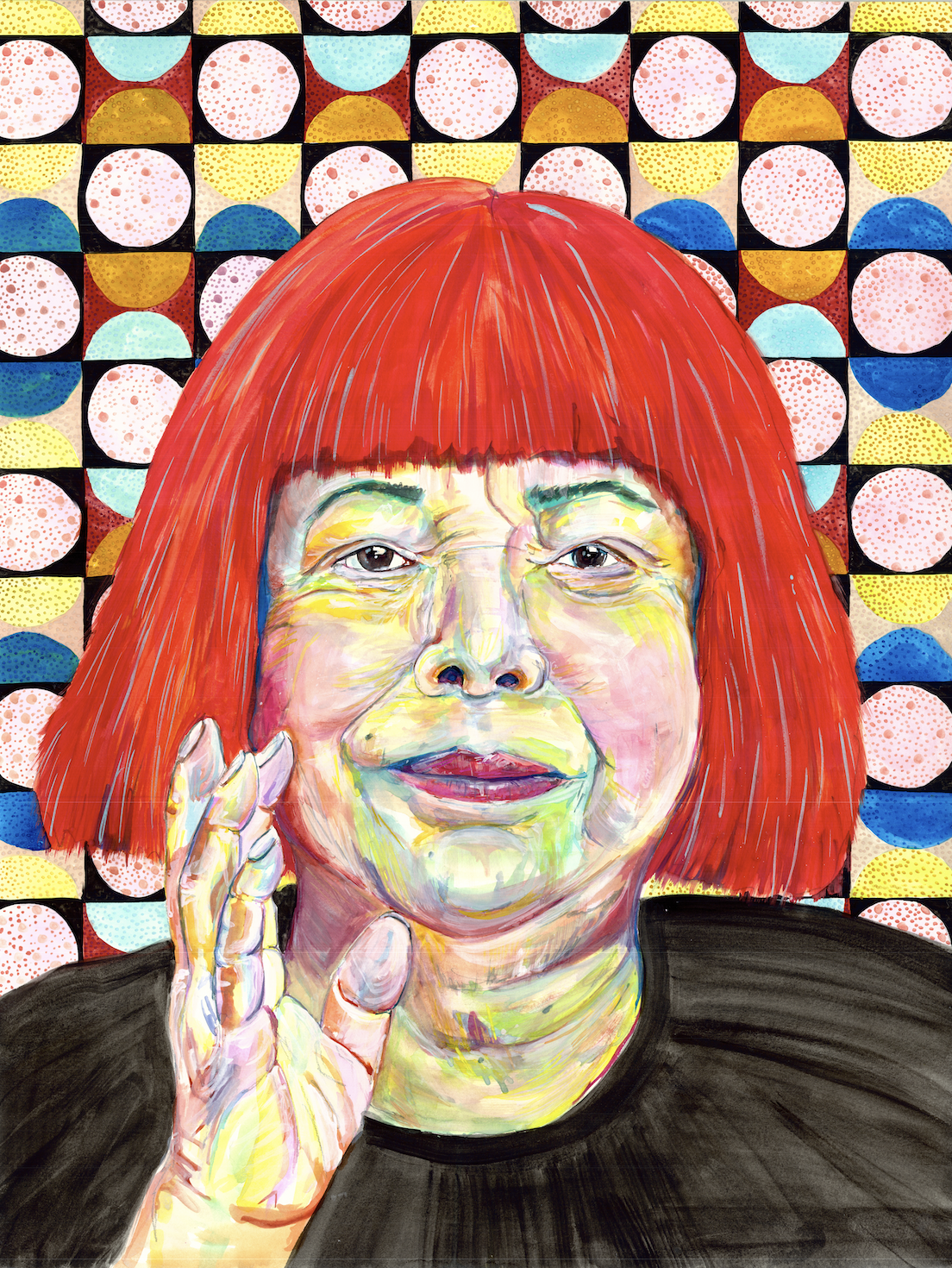 Yayoi  Kusama -

18"x24"
Watercolor & Embroidery -
$600