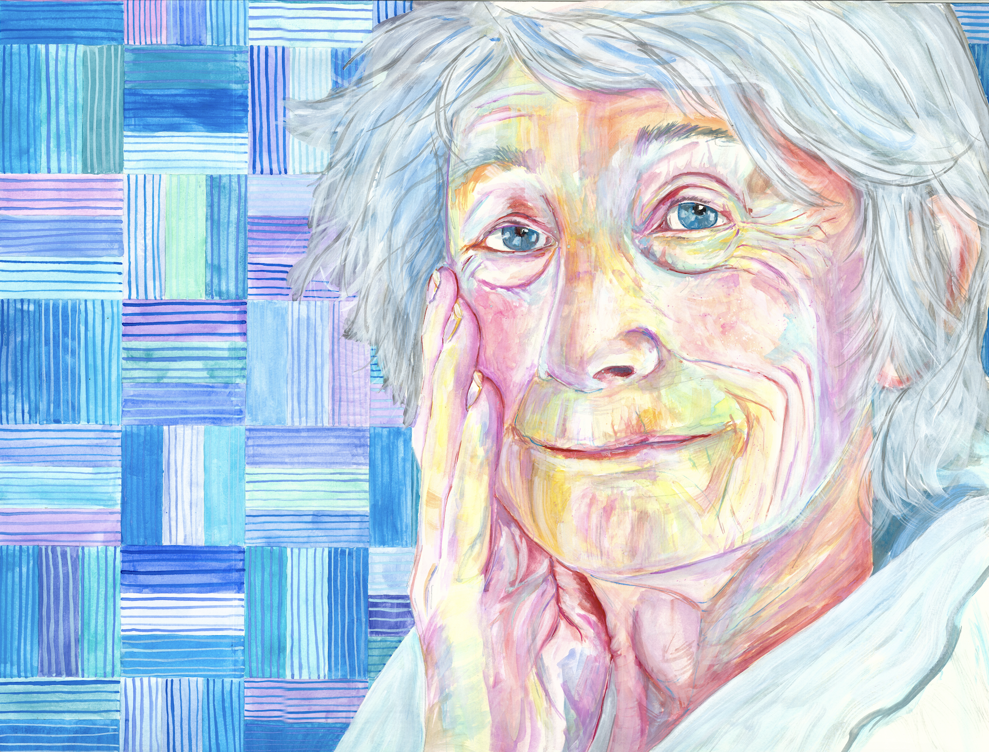 Mary Oliver -

24"x18"
Watercolor and Embroidery - $600