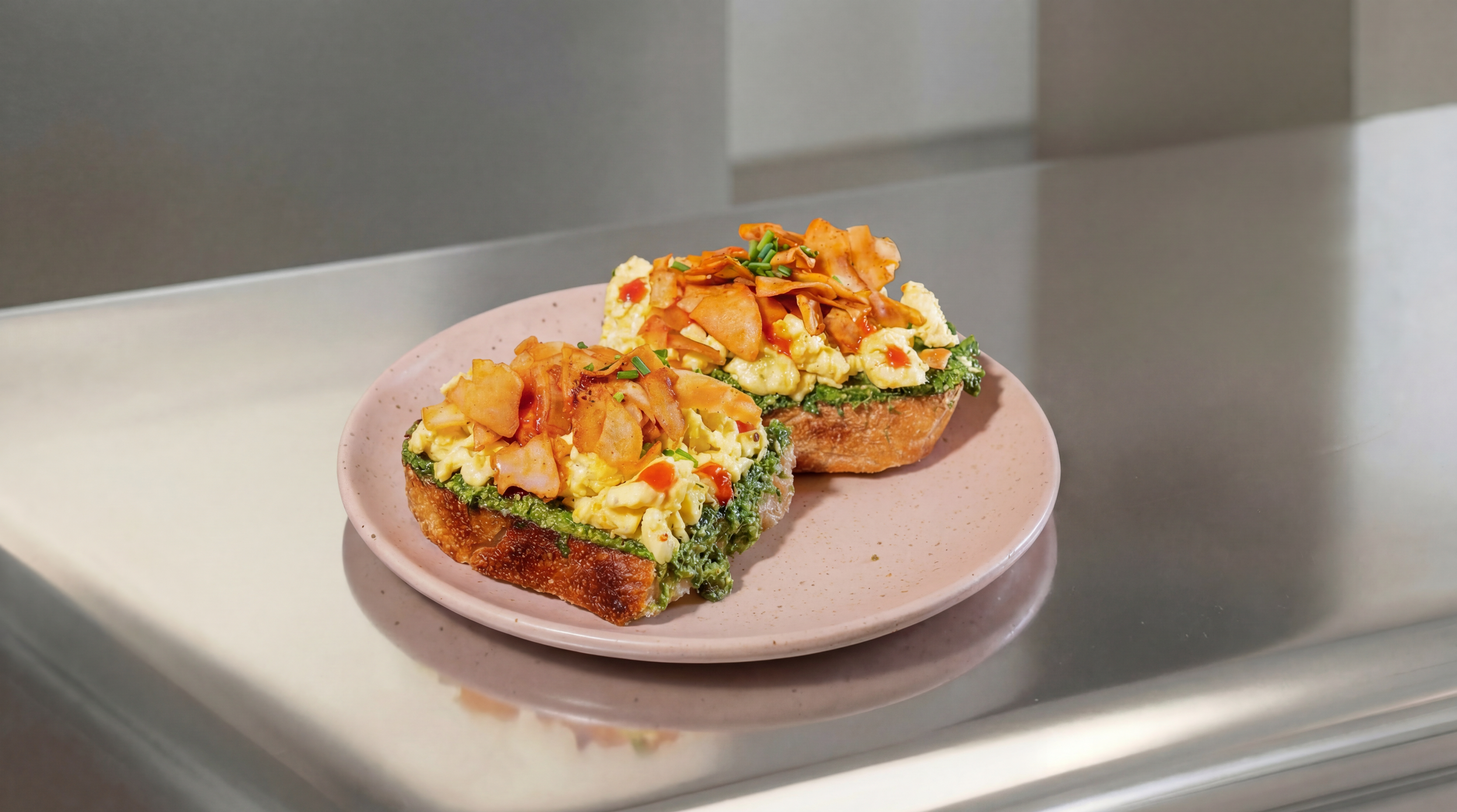 Coconut Bacon + Egg Tartine  |  Smoky ·  Savory ·  Plant-Based