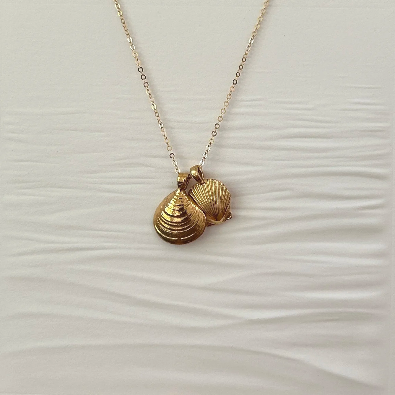 Atlantic Bay Scallop + Chestnut Clam Necklace