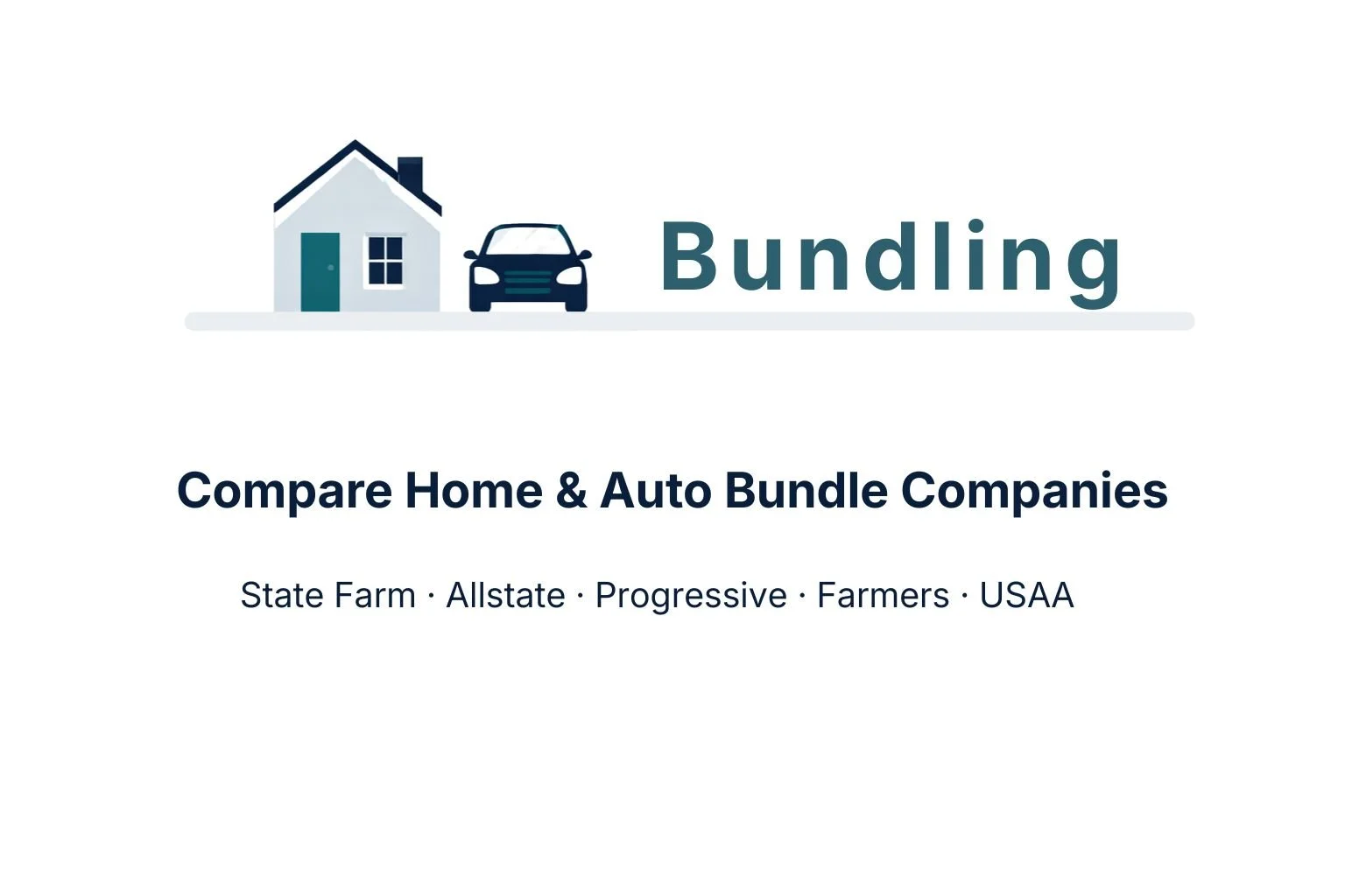 Graphic comparing top companies for home and auto insurance bundles, including State Farm, Allstate, Progressive, Farmers, and USAA